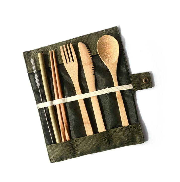 Bamboo Travel Cutlery Set - Eco-Friendly Portable Utensils