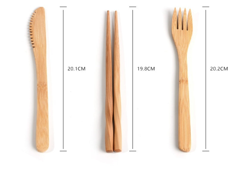 Bamboo Travel Cutlery Set - Eco-Friendly Portable Utensils