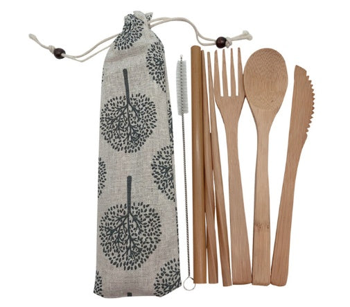 Bamboo Travel Cutlery Set - Eco-Friendly Portable Utensils