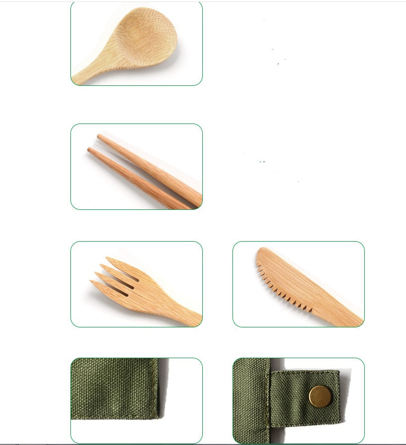 Bamboo Travel Cutlery Set - Eco-Friendly Portable Utensils