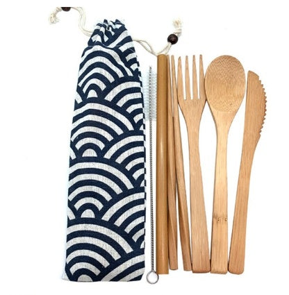 Bamboo Travel Cutlery Set - Eco-Friendly Portable Utensils