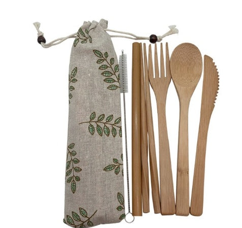 Bamboo Travel Cutlery Set - Eco-Friendly Portable Utensils