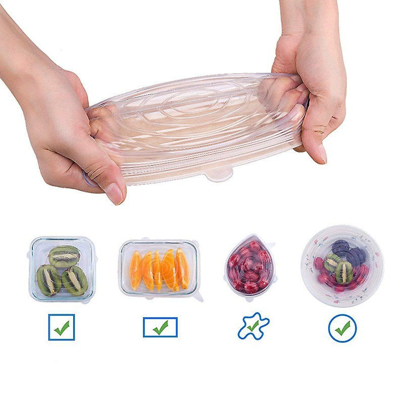 6-Piece Silicone Stretch Bowl Lids - Universal Food Covers